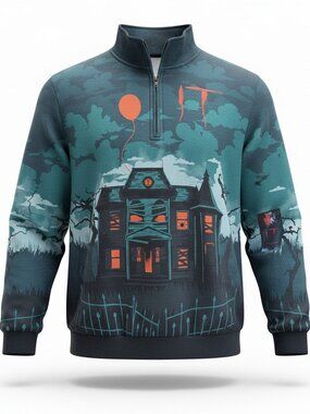 Stephen King IT Chapter Two Graphic Scenic House Quarter Zip Sweatshirt Size 2X